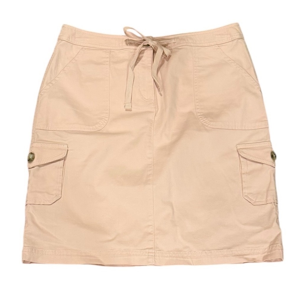 LL Bean Favorite Fit Cargo Skirt‎ Womens 8 Pink Cotton Stretch Utility Mini